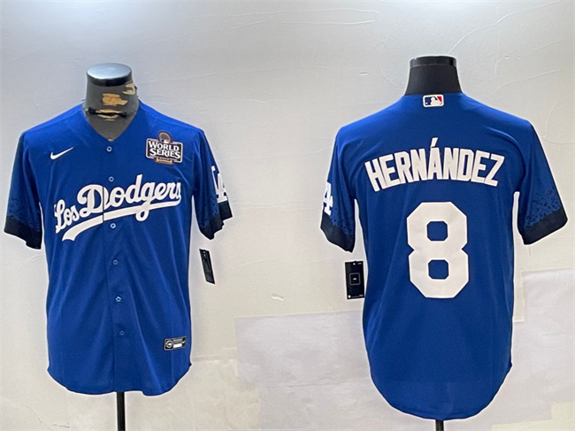 Men's Los Angeles Dodgers #8 Enrique Hernández Royal 2024 World Series City Connect Cool Base Stitched Baseball Jersey Men's Los Angeles Dodgers #8 Enrique Hernández Royal 2024 World Series City Connect Cool Base Stitched Baseball Jersey